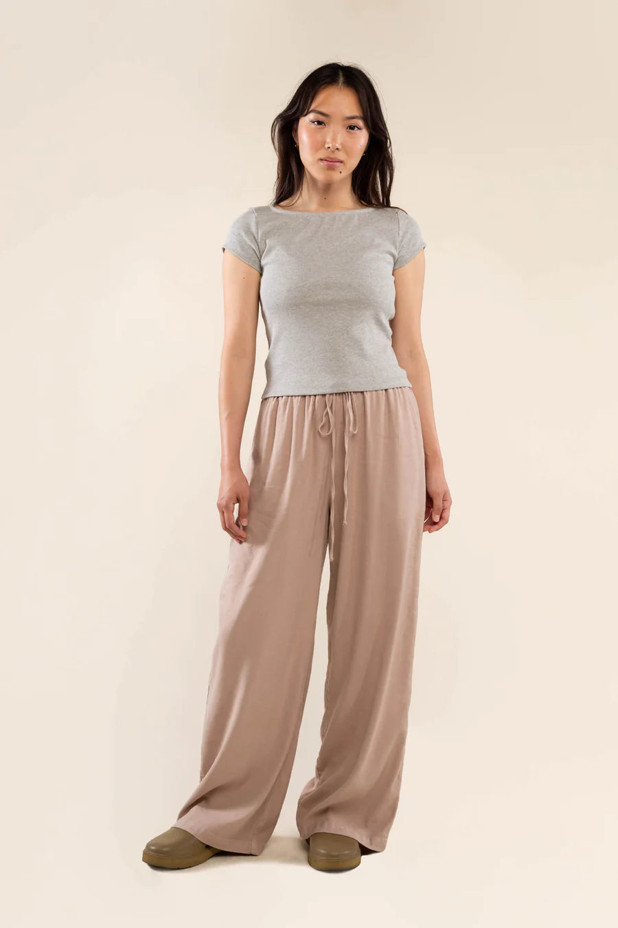 Meridian Tencel Pant in Mushroom dress No Less Than 