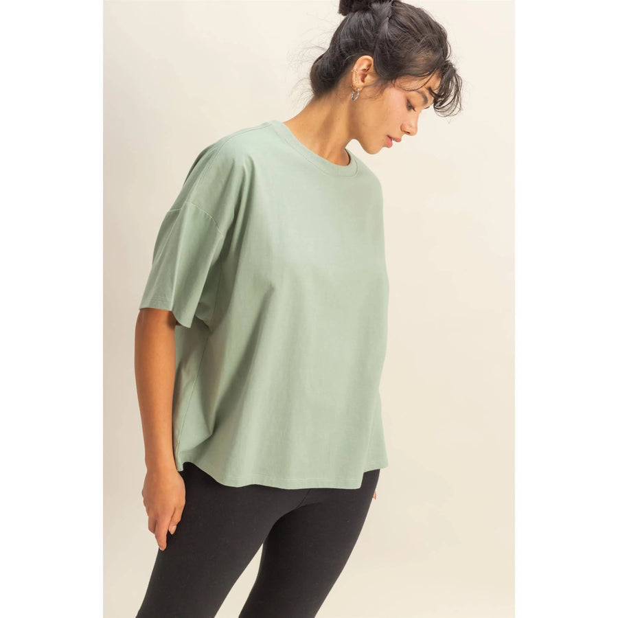 Celia Oversized Tee in Sage