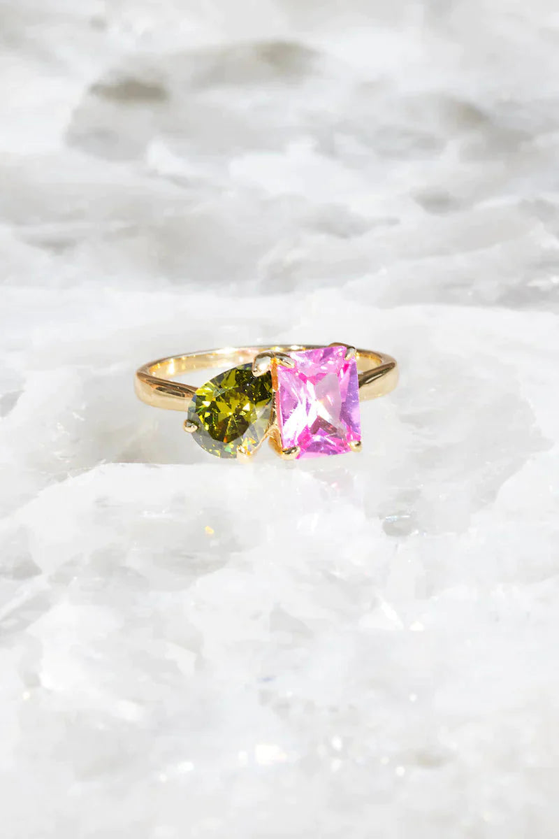 Hot Pink & Peridot Perfect Pair Ring jewelry Native Gem Collection 