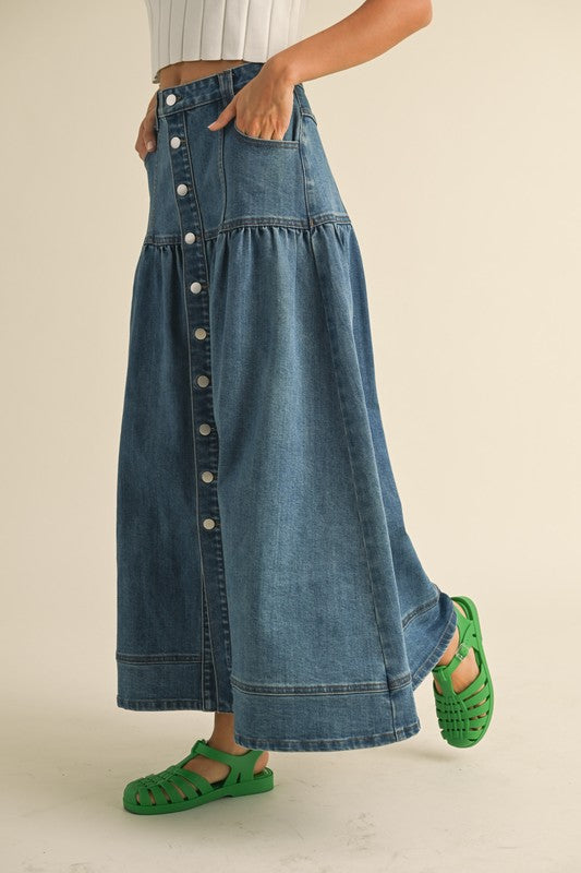 West Buttondown Midi Skirt