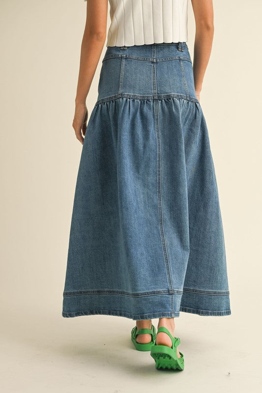 West Buttondown Midi Skirt