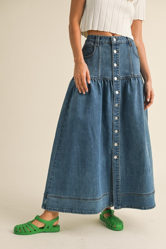 West Buttondown Midi Skirt