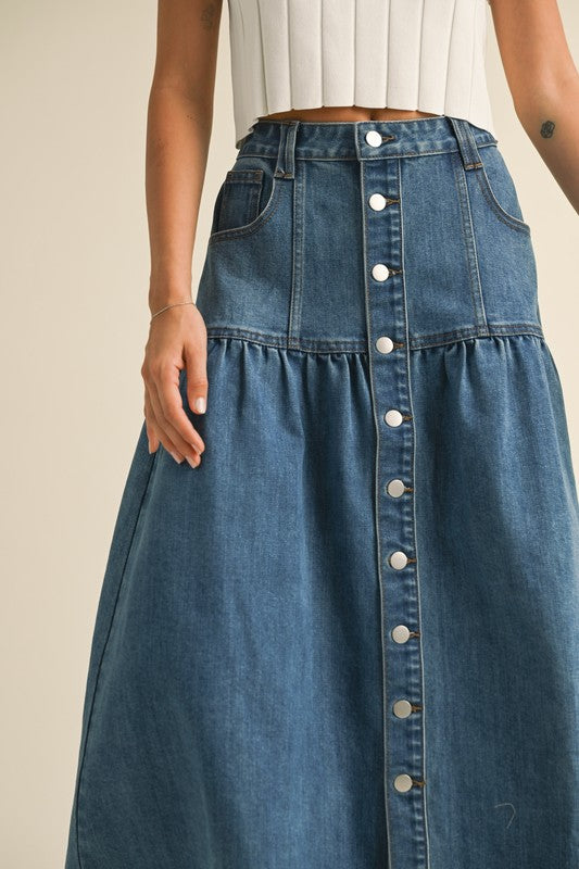 West Buttondown Midi Skirt