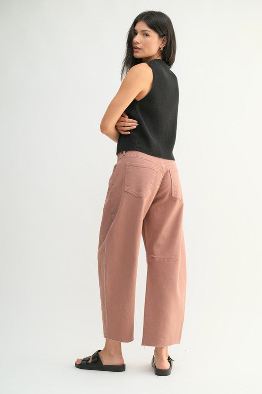 Barrel Jean w Seams in Clay