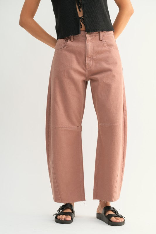 Barrel Jean w Seams in Clay