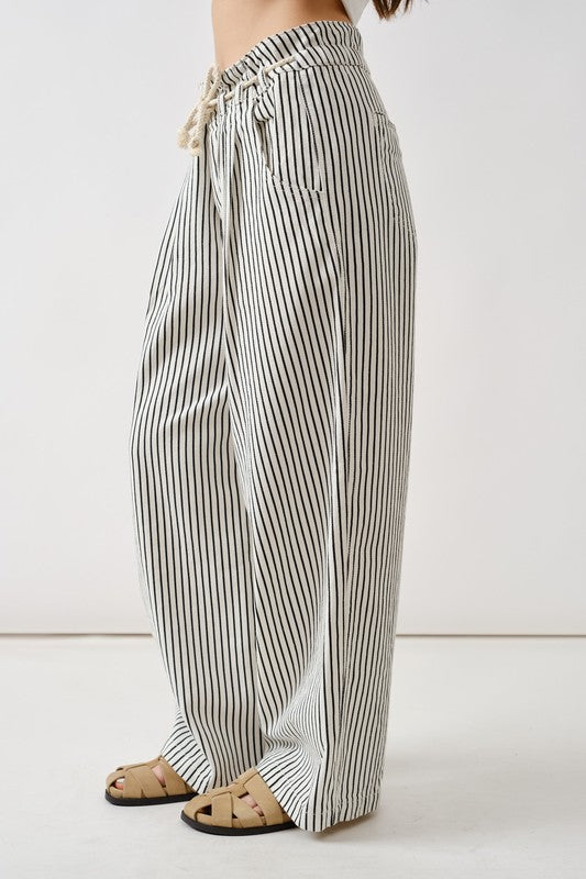 Striped Rope Waist Denim