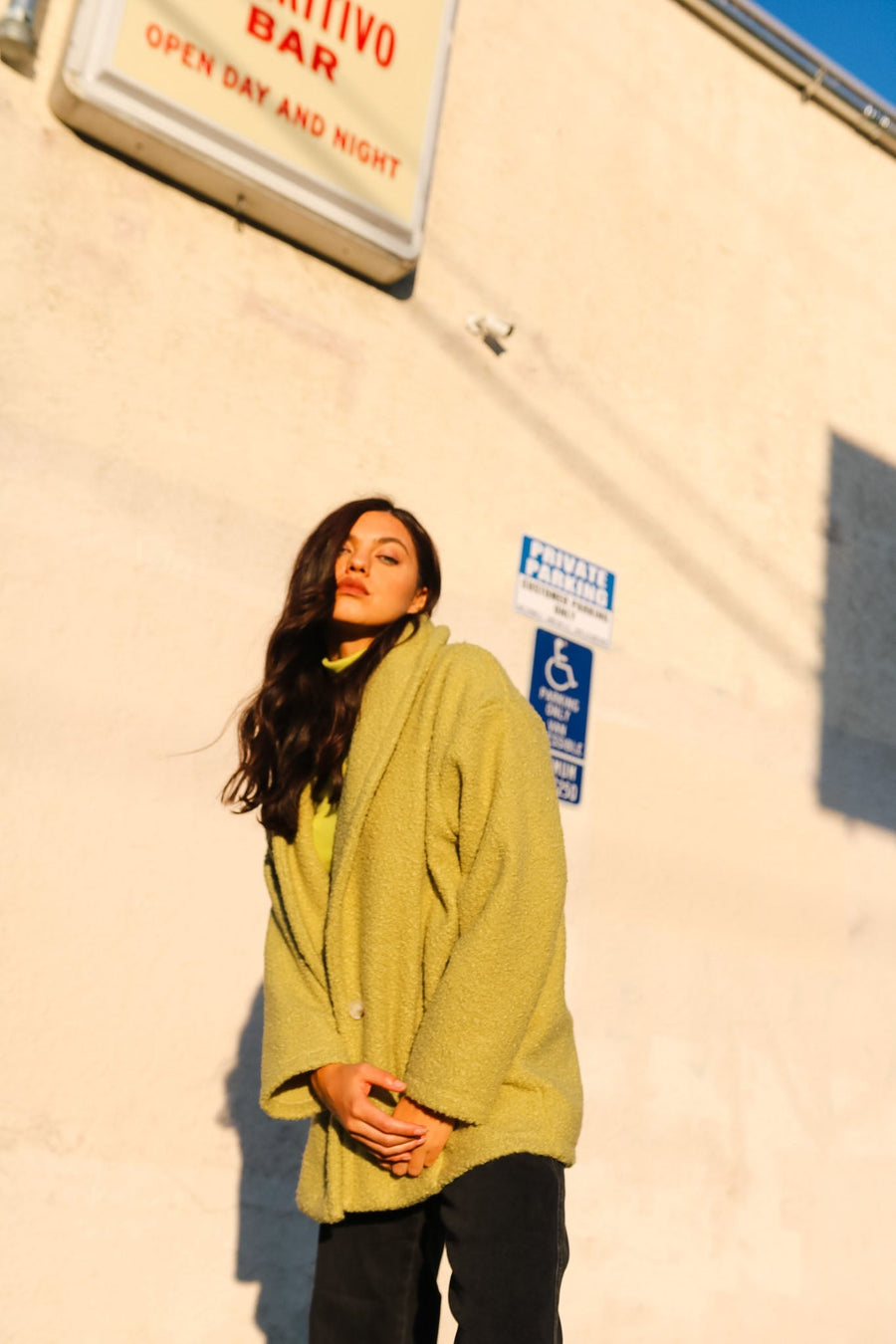Sherpa Shawl Collar Coat In Avocado pant No Less Than 