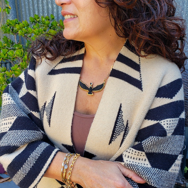 Soaring Spirit Bird Necklace in Ebony