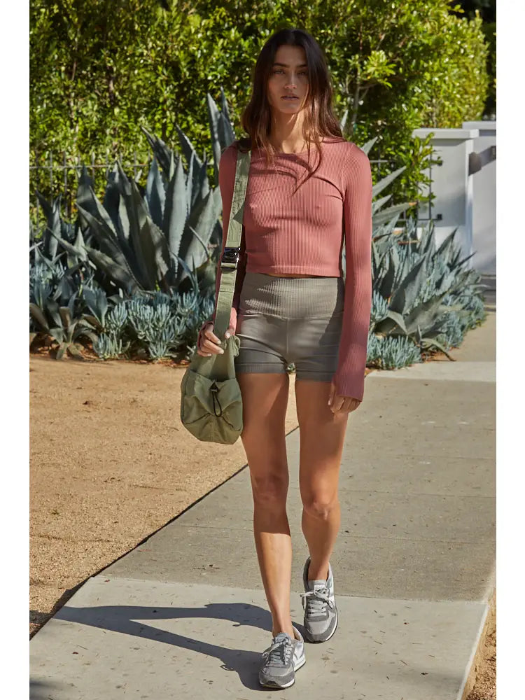 Seamless LS Rib Crop Top