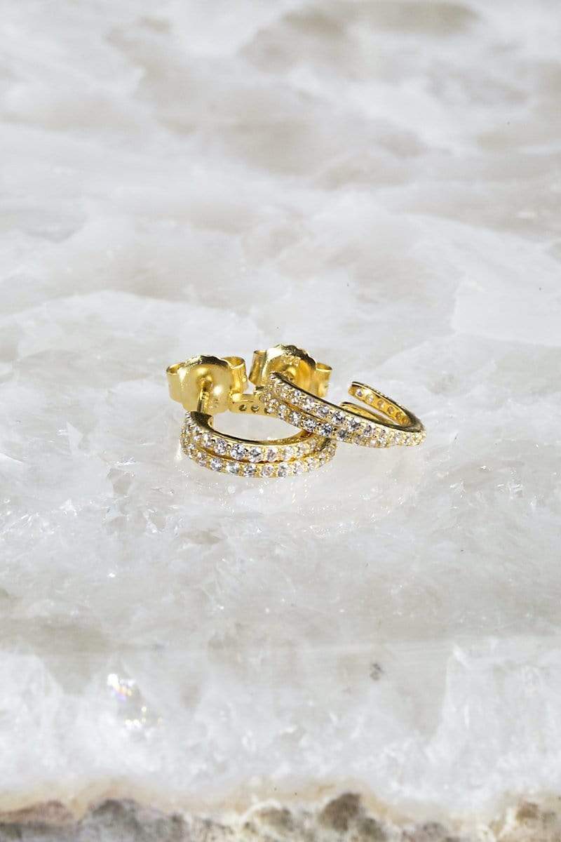 Evil Twin Gold CZ Huggies earrings Native Gem Collection 
