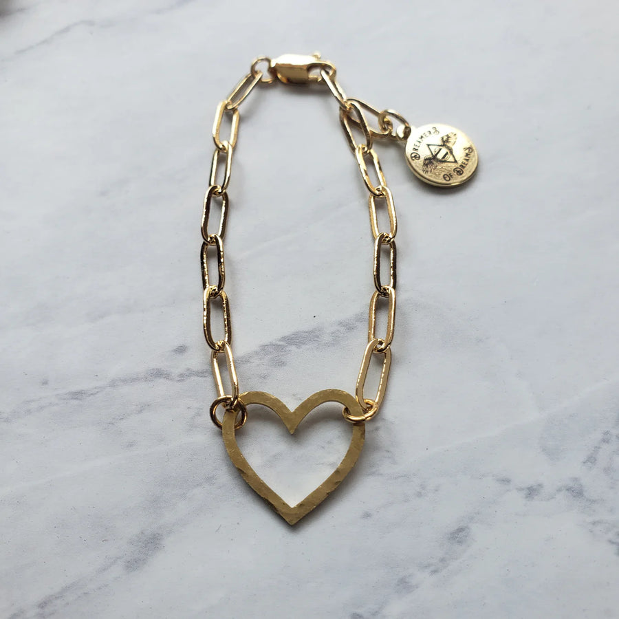 Gold Heart Paperclip Bracelet