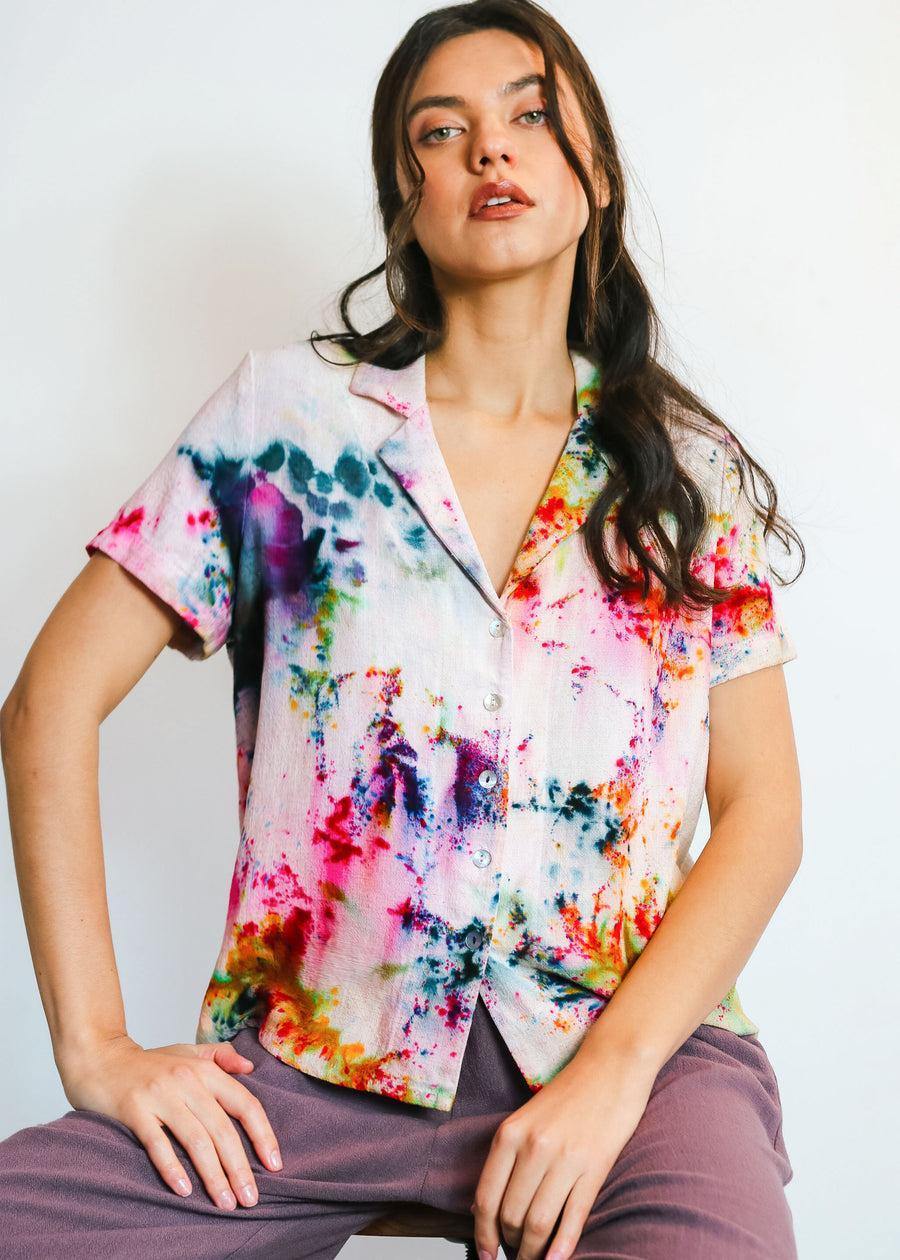 Hand Dyed Linen Button Down