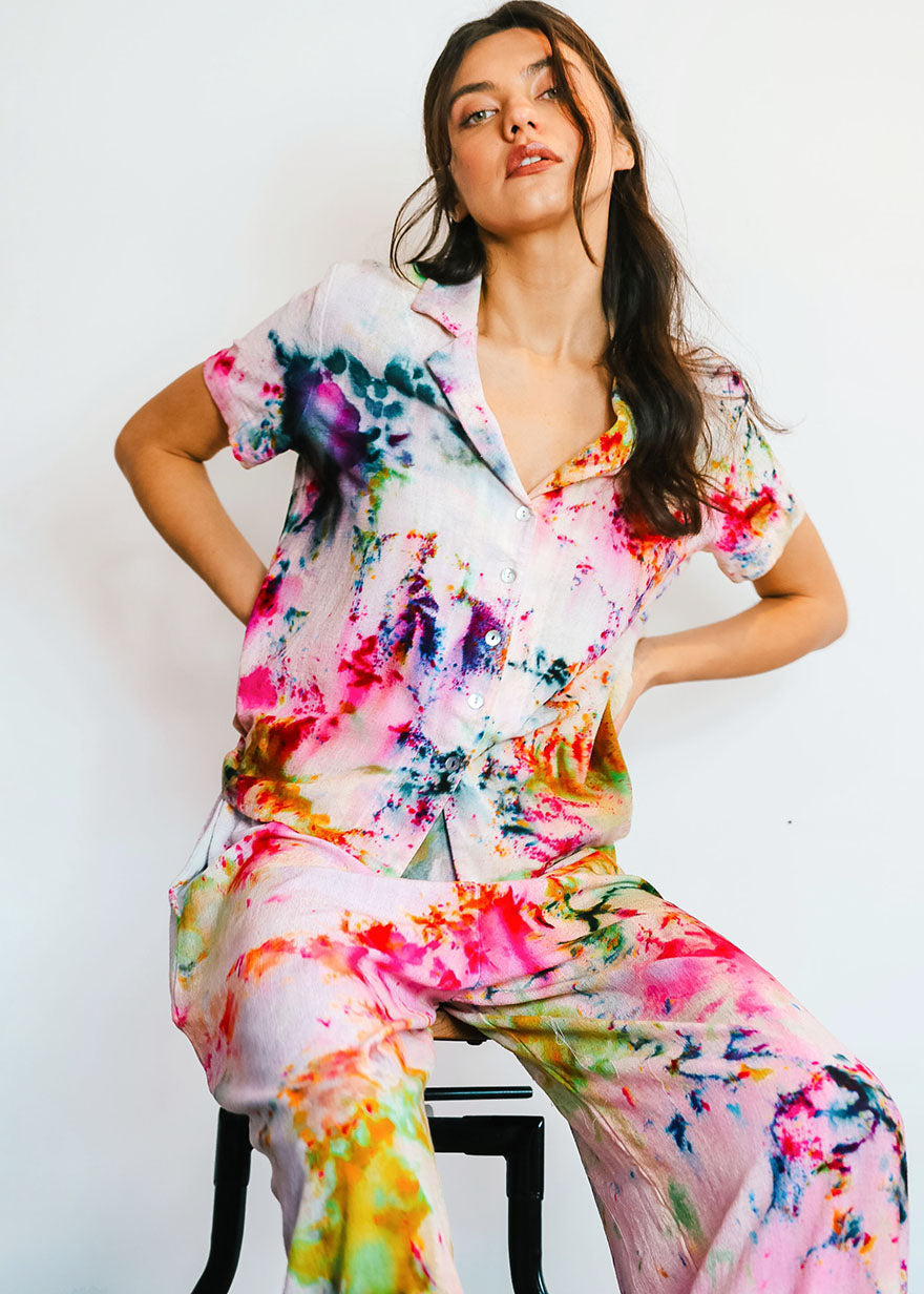 Hand Dyed Linen Lantern Pants