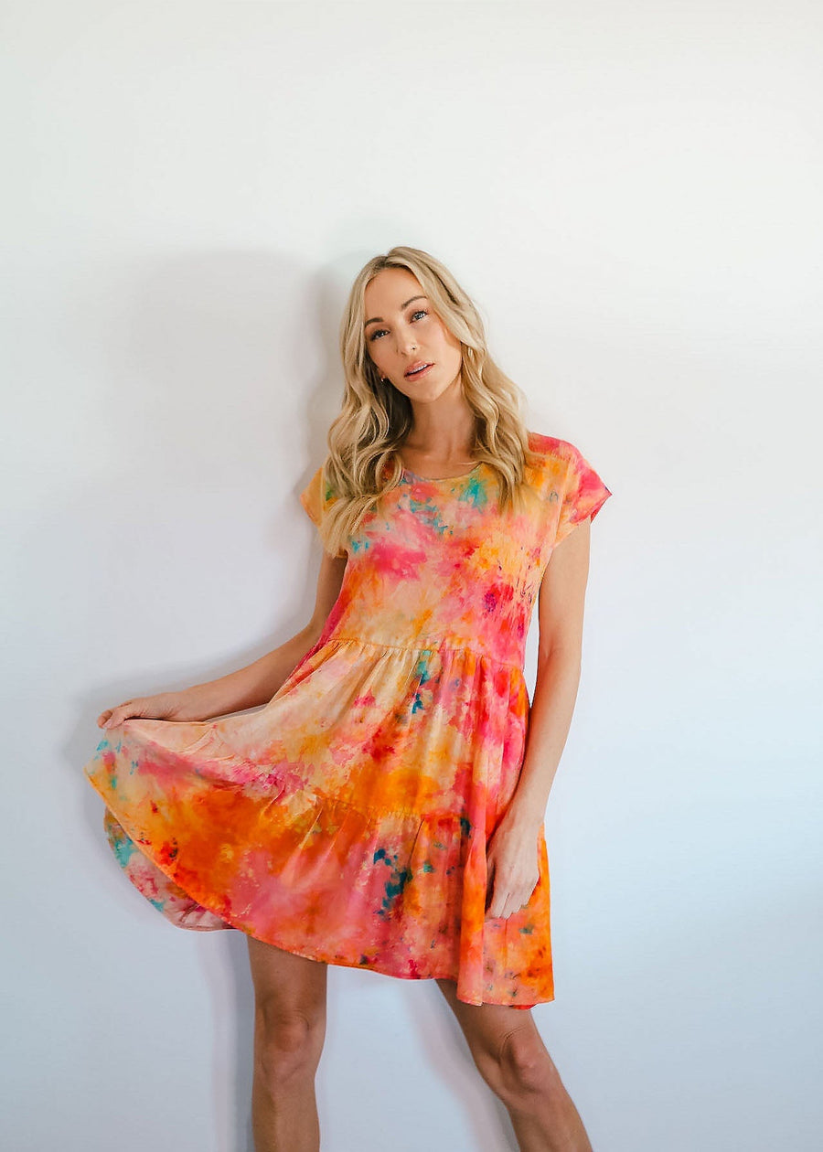Hand Dyed Silk Tiered Dress dress Haley Solar 