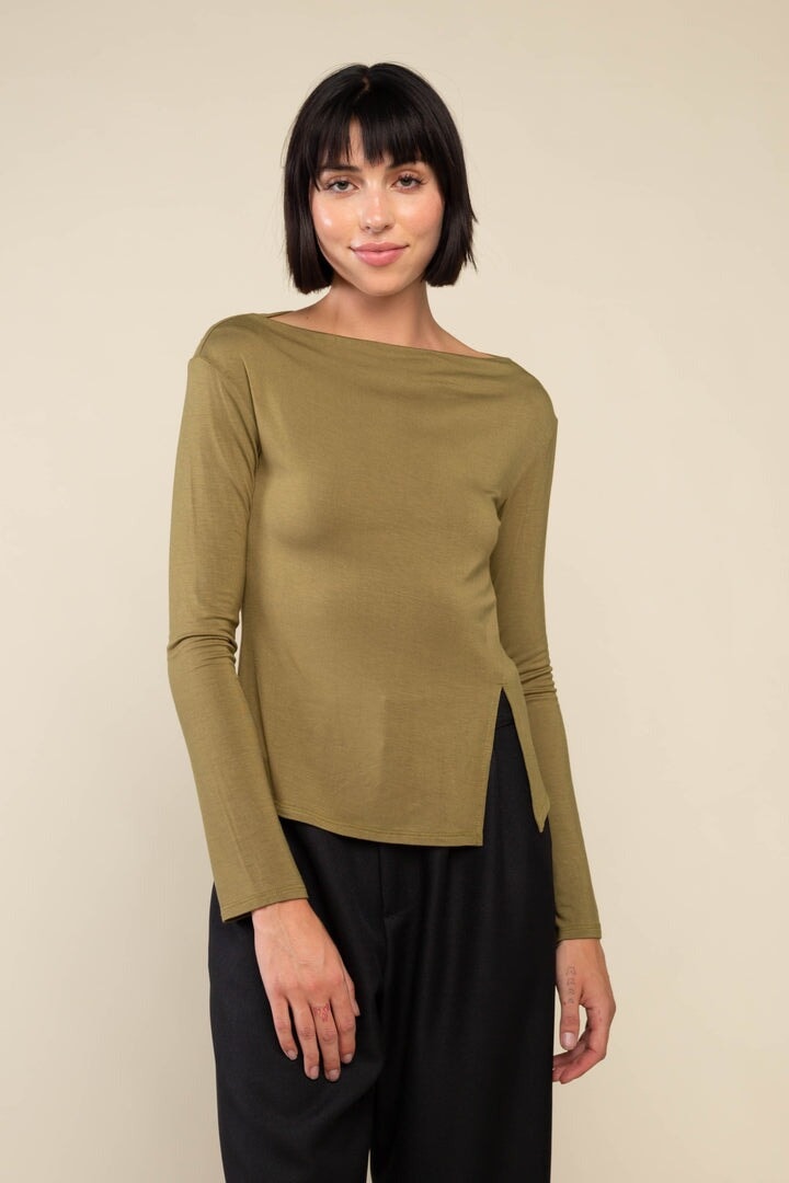 Salem Long Sleeve in Olive No Less Than 