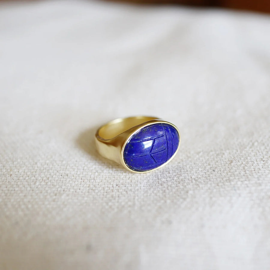 Lapis Scarab Ring