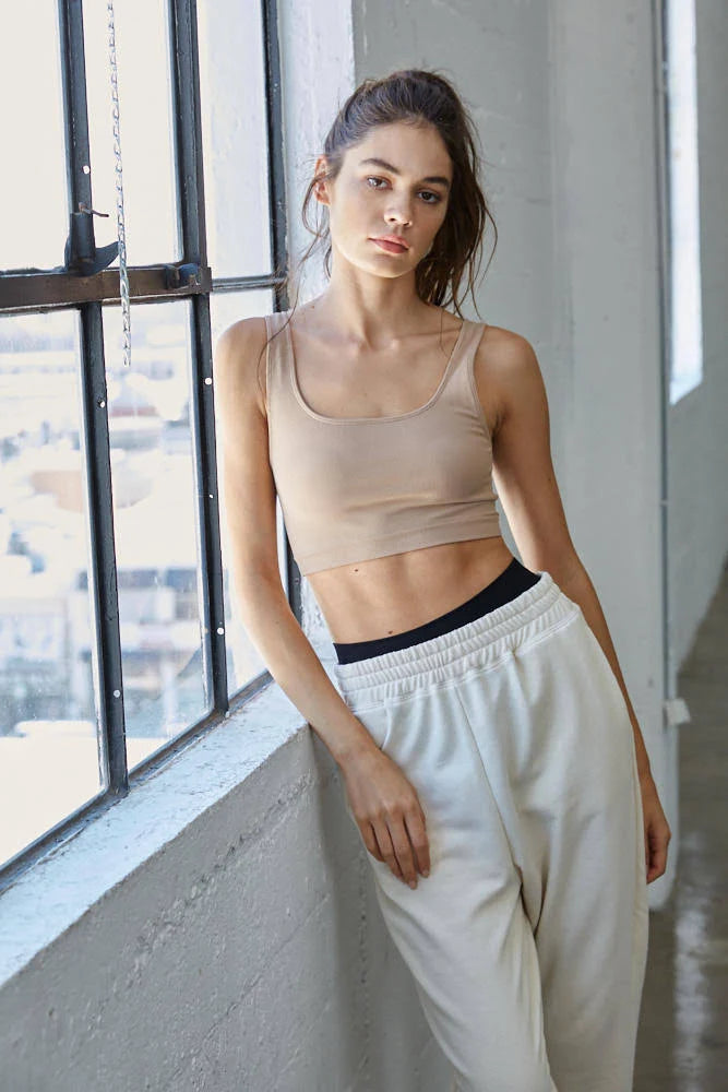 Ribbed Seamless Short Brami By Together Almond S/M 