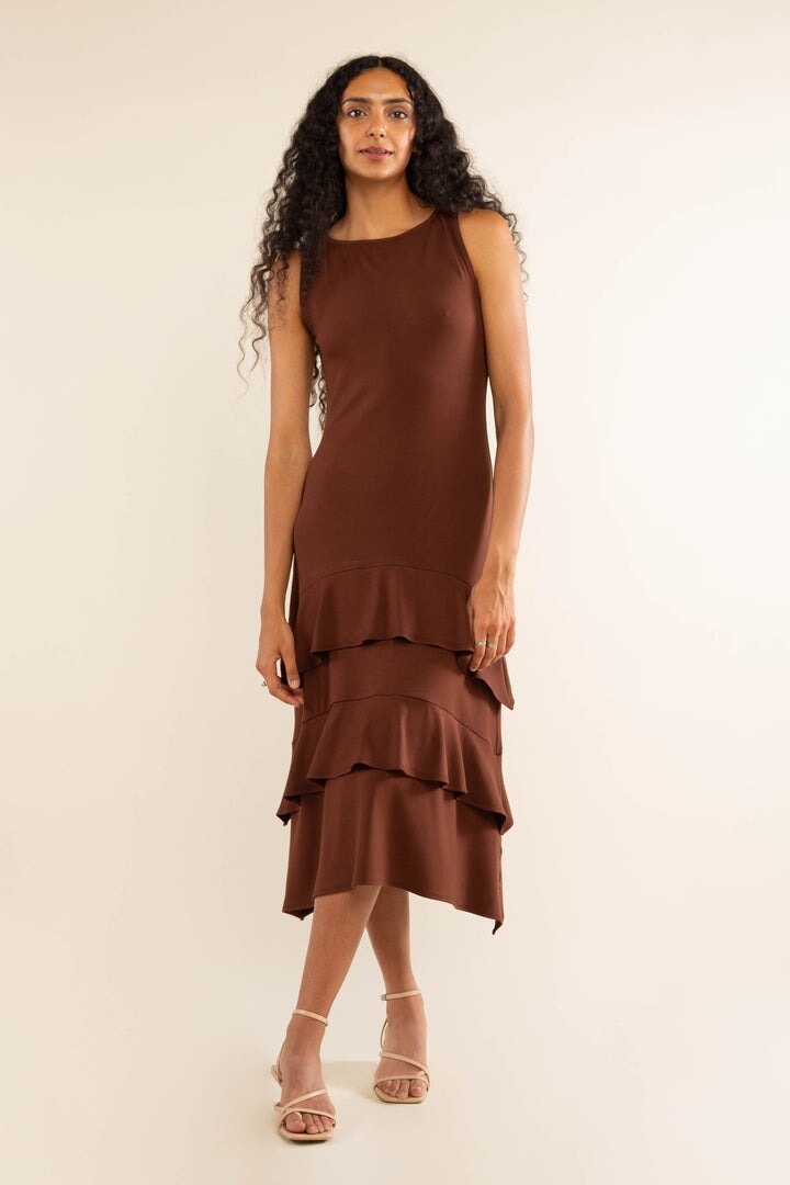 Tengo Tiered Midi pant No Less Than Small Cocoa 