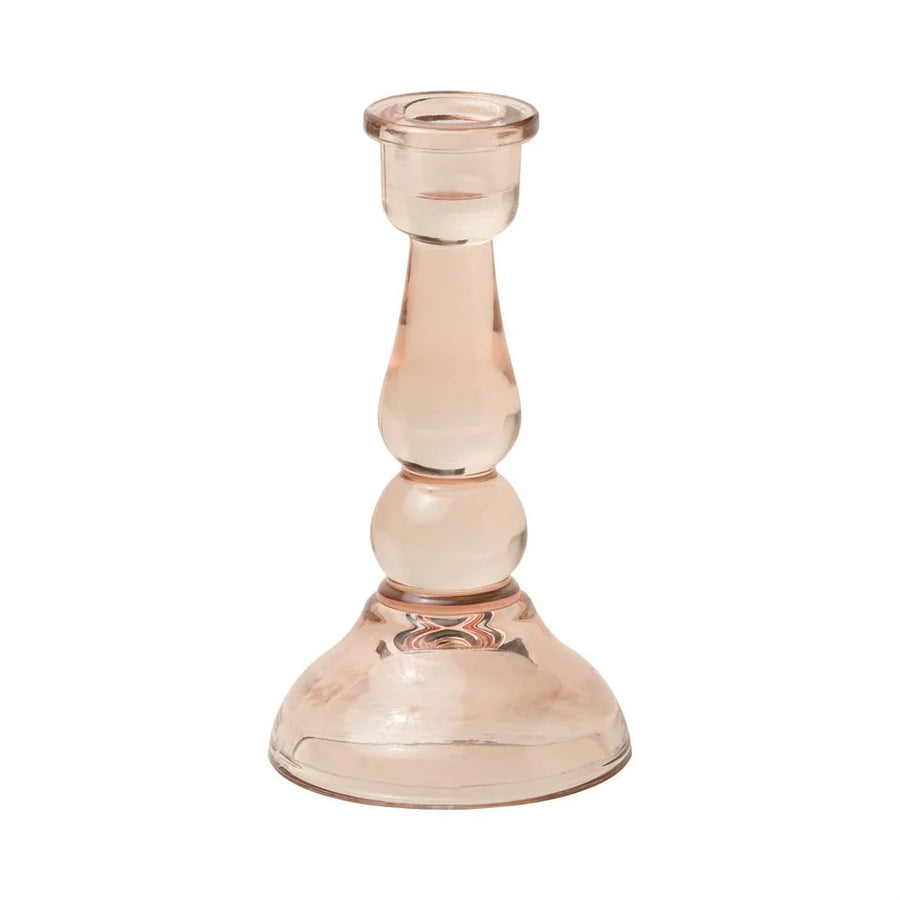 Pink Glass Taper Holder