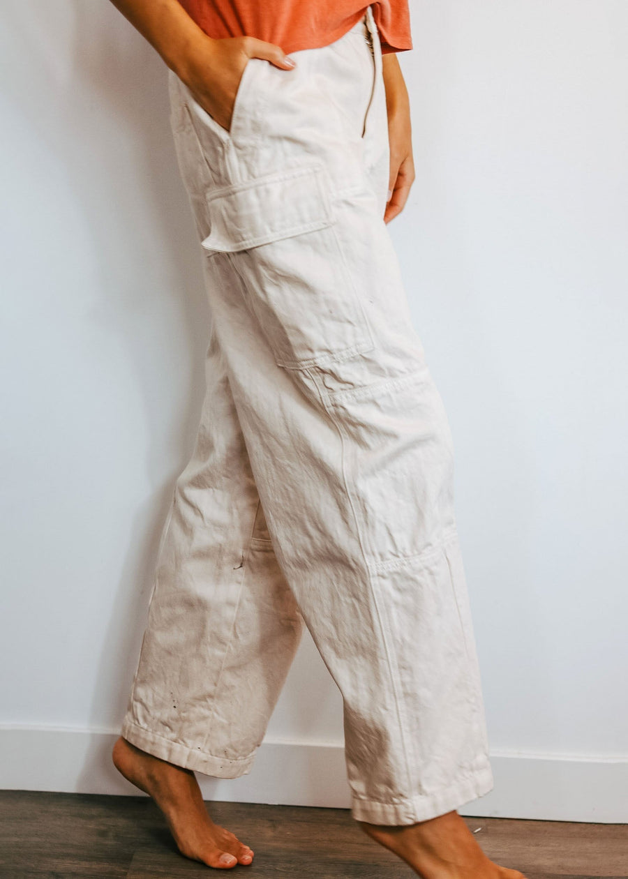 The Twill Cargo in Vintage White top Haley Solar 