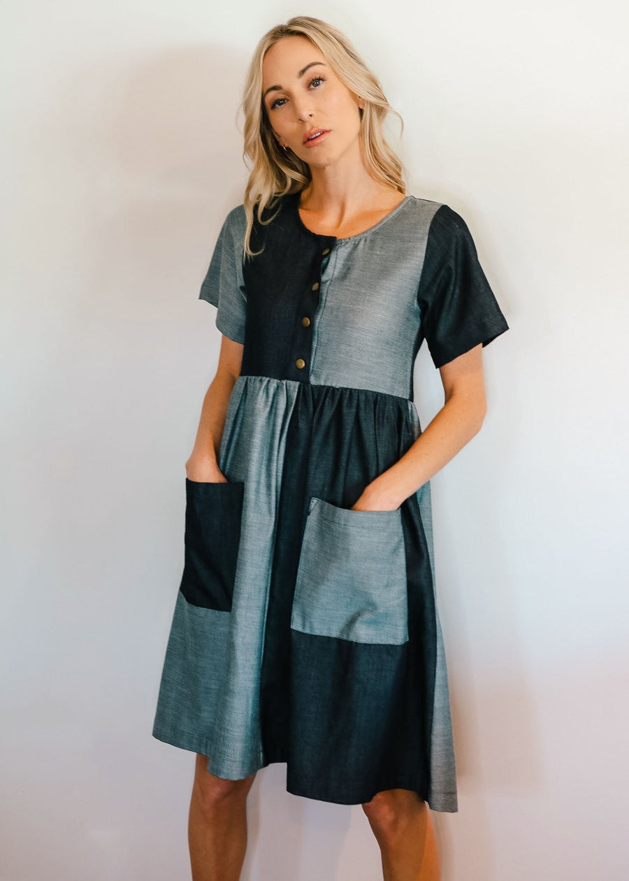 Patched Denim Midi Dress dress Haley Solar 