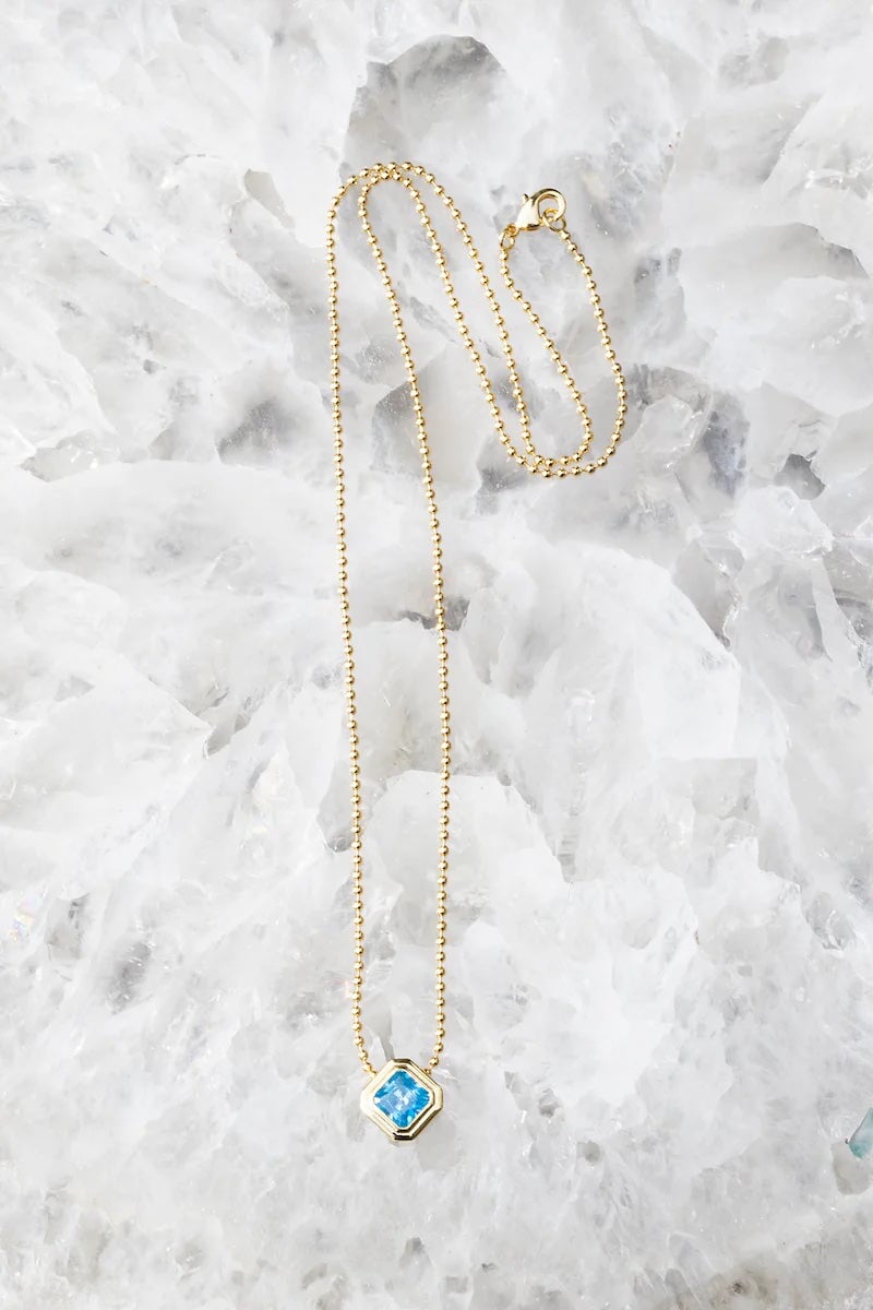 Aquamarine CZ Icon Necklace jewelry Native Gem 