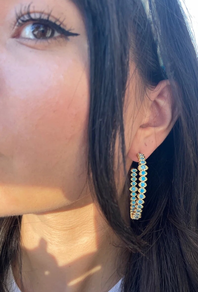 Aquamarine Oculus Hoop jewelry Native Gem 