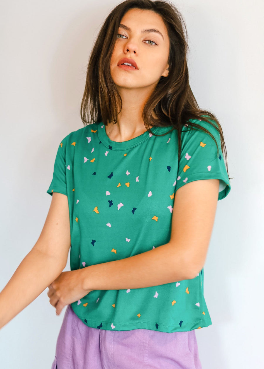 Upcycled Tee in Kelly top Haley Solar 